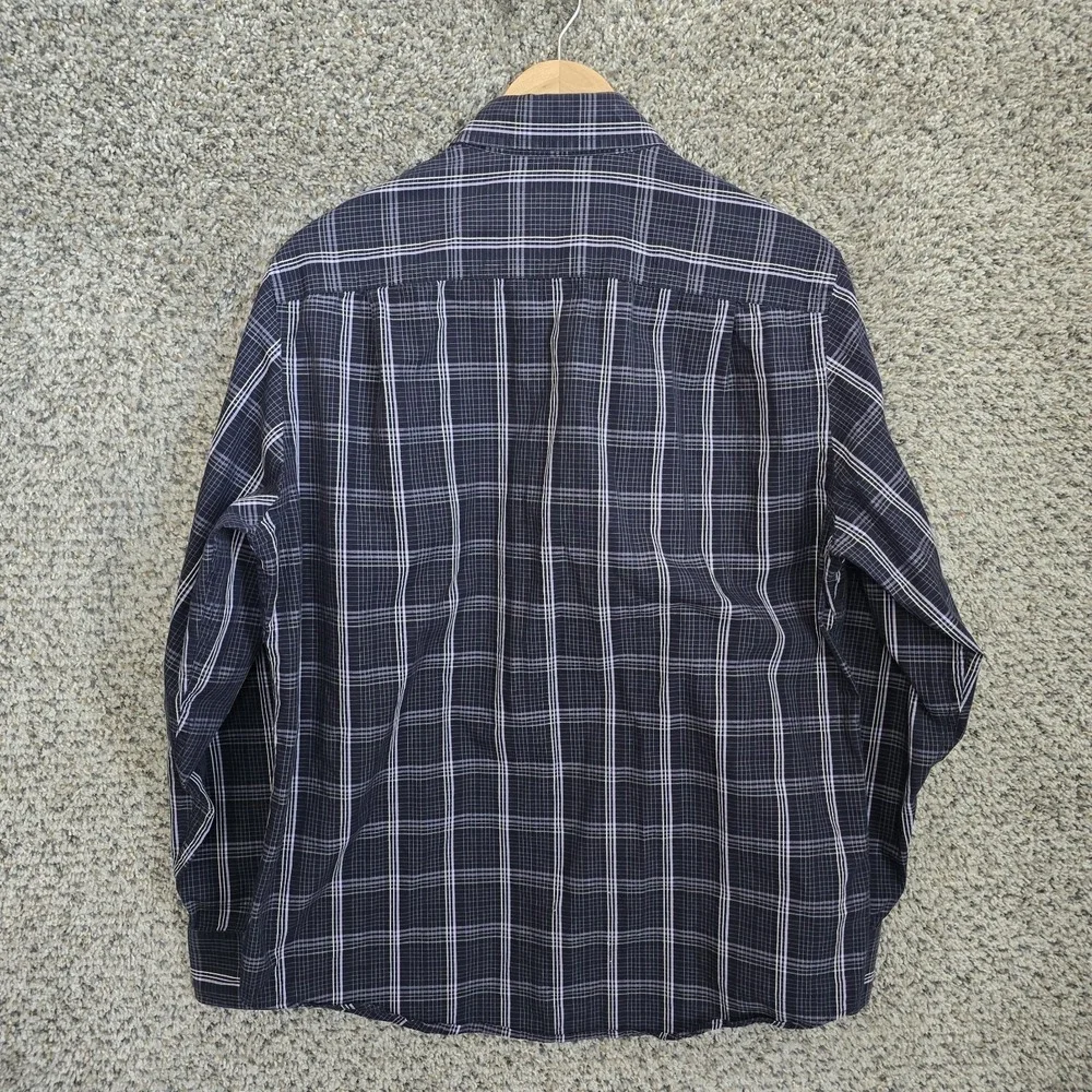 Banana Republic Dress Shirt Mens‎ 15-15.5 Blue Plaid Button Up Cotton Career